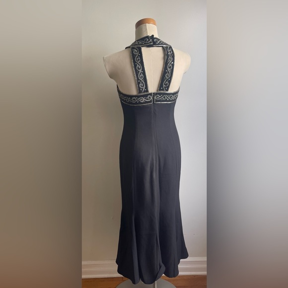 Vintage 90s Liz Claiborne Black Formal Dress Beaded Sleeveless Flutter 4 Prom - Picture 8 of 8